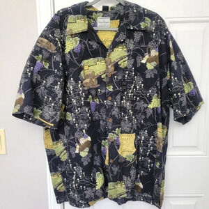David Carey Originals Short Sleeve Button Down Shirt Wine Vineyard Grapes Sz 2X